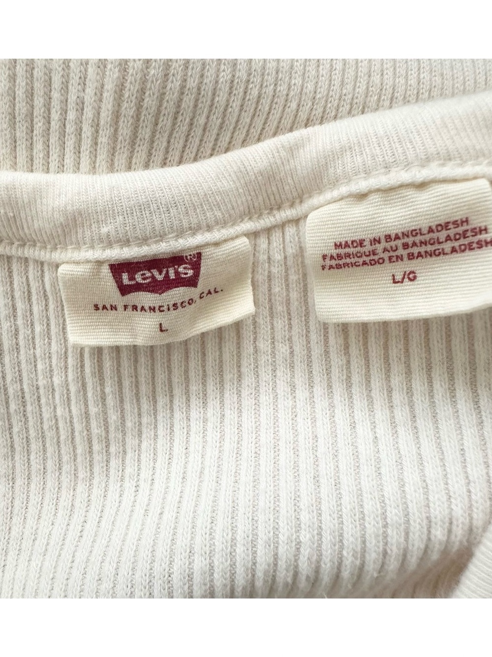 Levi's Cream Ribbed V-Neck Button-Up Cardigan - Picture 6 of 6